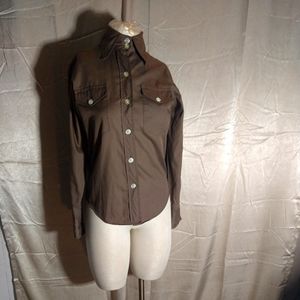 Vintage 70s Big Collar Brown Button Up Shirt Size Medium. I think the buttons mi